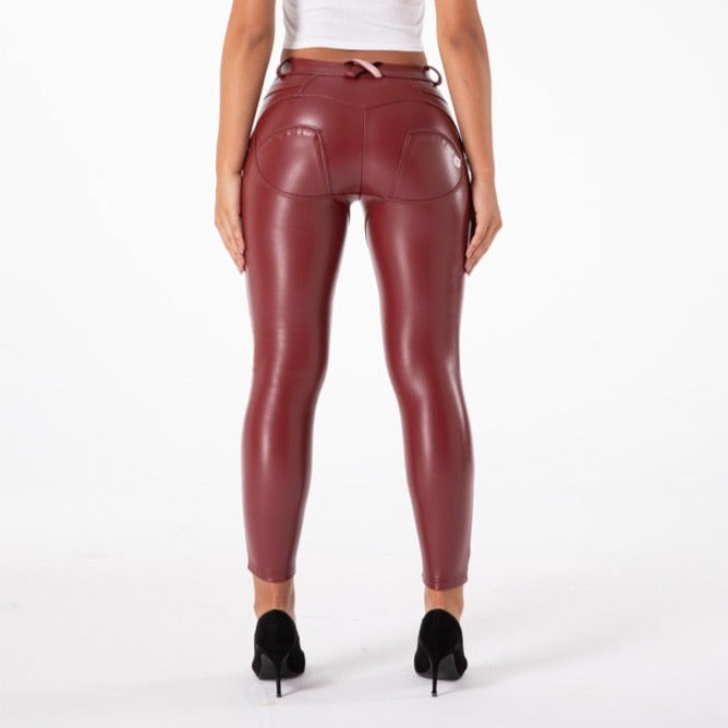 Cheeky Burgundy PU Faux Leather Butt Lift Pants - Model Mannequin