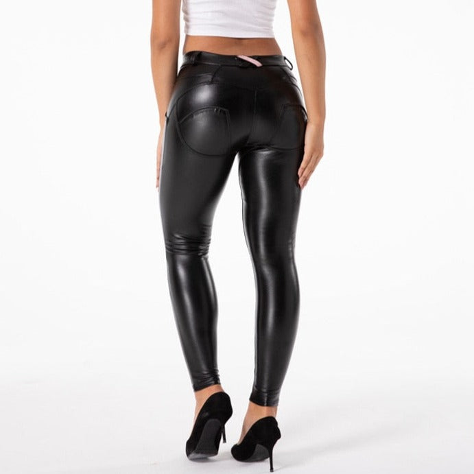 Cheeky Black PU Faux Leather Butt Lift Pants - Model Mannequin