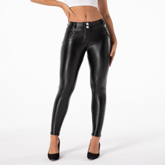 Cheeky Black PU Faux Leather Butt Lift Pants - Model Mannequin