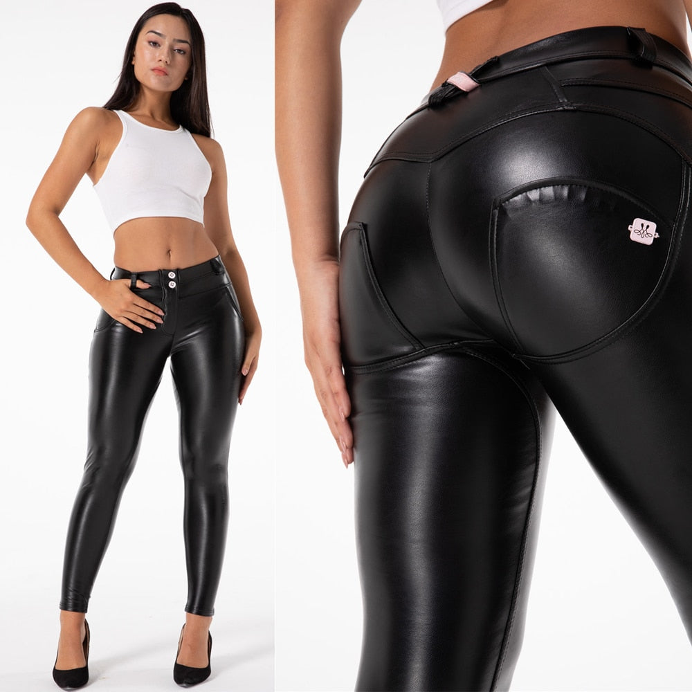 Cheeky Black PU Faux Leather Butt Lift Pants