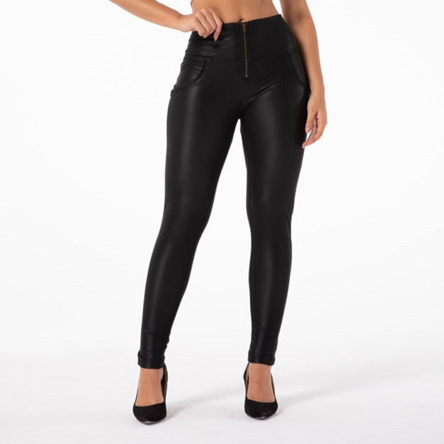 Cheeky Black Faux Leather Butt Lift Pants - Model Mannequin