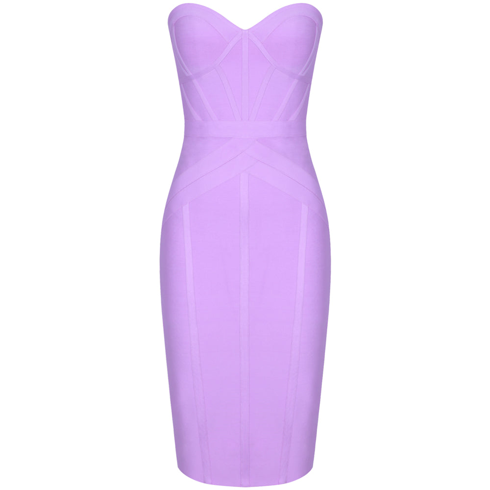 Adriana - Lilac Strapless Bandage Dress - Model Mannequin