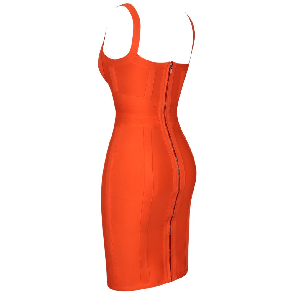 Michaela - Orange Bandage Dress - Model Mannequin